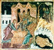 «Иуда возвращает сребреники», «Повесившийся Иуда». Роспись кафоликона мон-ря Дилиу. 1542-1543 гг.