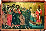 Причащение апостолов. Икона. XIX в. Каппадокия (Византийский музей, Афины)