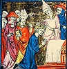 Имп. коронация Карла Великого папой Римским Львом III в 800 г. Миниатюра из Grandes Chroniques de France (Castres, Bibliothègue municipale. F. 106r). 2-я пол. XIV в.