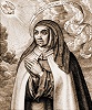 Католич. св. Тереза Авильская. Гравюра с прижизненного изображения. 1618 г.