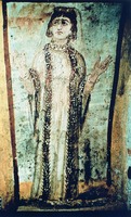Изображение усопшей в позе оранты. Фрагмент росписи в катакомбах Джордани. 1-я пол. IV в.
