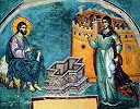 Христос и самарянка. Роспись храма Протата. Ок. 1300 г.