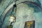 Божия Матерь «Одигитрия». Роспись тимпана над входом ц. св. Таксиарха у Гимназии в квартале Иконому, Кастория