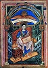 Евангелист Иоанн. Миниатюра Евангелия из аббатства Сен-Медар в Суассоне. До 827 г. (Paris. lat. 8850. Fol. 180v)