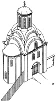Реконструкция надвратной церкви 90-х гг. XII в. А. Реутова