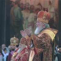 Патриарх Кирилл совершает Пасхальную Божественную литургию в Храме Христа Спасителя. Москва. 5 мая 2013 г.