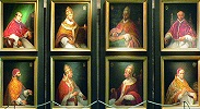 Антипапа Климент VII (слева в нижнем ряду) среди пап периода \"Авиньонского пленения\". 1870 г. Худож. Ш. Гарнье (собор Нотр-Дам-де-Дом в Авиньоне)