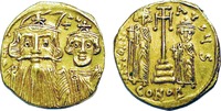 Имп. Констант II с сыном Константином IV. Золотой солид. VII в. Аверс, реверс