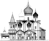 Юж. фасад Троицкого собора. Реконструкция в формах XVI в. Л. Красноречьева