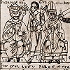 Имп. Генрих IV и антипапа Климент III. Миниатюра из \"Хроники\" Оттона Фрайзинского. 1157 г. (Codex Jenesis Bose. Q. 6. Fol. 54)
