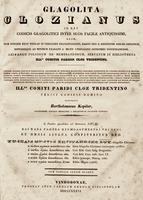 Титульный лист кн.: Jernej Kopitar. Glagolita Clozianus. Cacolum Gerold, 1836