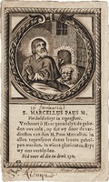 Папа Римский, св. Марцелл. Гравюра, выполненная по заказу иезуитского братства Девы Марии. 1694 г. Мастер Х. Каузе (Университетская б-ка, Антверпен)