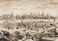Вид Константинополя. Гравюра К. Т. Шеффлера. Ок. 1730 г. (Национальная еврейская б-ка Еврейского ун-та в Иерусалиме)