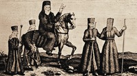 Выезд Константинопольского патриарха на коне. Гравюра (Геннадиевская б-ка, Афины)