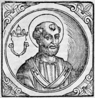 Лин, папа Римский. Гравюра из кн.: Platina B. S. Historiae. 1600. P. 10 (РГБ)