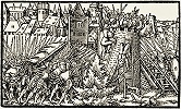 Осада Полоцка войсками Иоанна Грозного в 1563 г. Гравюра из аугсбургского летучего листка «Правдивые и ужасные известия о жестоком враге московите». 1563 г.