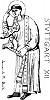 Мученик осеняет себя крестным знамением. Прорись миниатюры из Мартиролога. 1138–1147 гг. (Würtembergische Landes-bibliothek, Stuttgart. Cod. 2415)