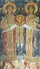 Спас Еммануил в медальоне с архангелами. Роспись кафоликона. XVII в.