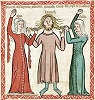 Порицание праотца Ламеха женами. Миниатюра из инкунабулы «Speculem Humanae Salvationis» (Darmstadt. Ms. 2505. Fol. 37r)