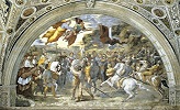 Встреча папы Льва Великого с Аттилой. Роспись станцы д’Элиодоро. 1511-1514 гг.  Худож. Рафаэль (Ватикан)