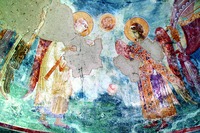 «Небесная литургия». Фрагмент композиции в росписи Кралевой церкви мон-ря Студеница. 1318–1319 гг.