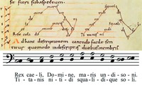 Пример 1. Органум на секвенцию «Rex caeli, Domine» (начало) в рукописи: Bamberg, Staatsbibl. Var. 1