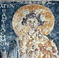 Вмч. Пантелеимон. Роспись ц. Санта-Мария-Антиква в Риме. Сер. VII в. Фото: Sailko/Wikimedia Commons