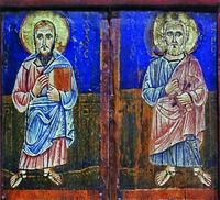 Апостолы Петр и Павел. Фрагмент створок триптиха. VII–VIII вв. (мон-рь вмц. Екатерины на Синае)