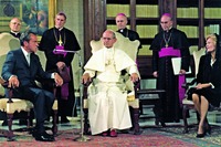 Президент США Р. Никсон на встрече с папой Римским Павлом VI в Ватикане. 29 сент. 1970 г.