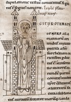 Св. Омар. Лист из Штутгартского пассионала. XII в. (Stuttgart. 58. Fol. 118v)