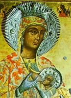 Икона Божией Матери «Млекопитательница». XV в. Фрагмент