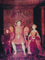 Кор. Генрих VIII с супругой Джейн Сеймур и сыном Эдуардом. Символический портрет неизв. художника. XVI в.