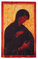 Пресв. Богородица. Икона из Высоцкого чина. 80-90-е гг. XIV в. (ГТГ, ГРМ)