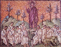 Христос проповедует ученикам. Мозаика базилики Сант-Аполинаре Нуово в Равенне. 60-е гг. VI в.
