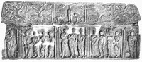 Иисус Христос и 12 апостолов. Рельеф саркофага. VI–VII вв. (ц. Сен-Гийом-ле-Дезер. Франция)