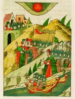 Кн. Дмитрий Жилка в походе на Казань. Миниатюра из Лицевого летописного свода. 70-е гг. XVI в. (РНБ. F. IV. 232. Л. 660)