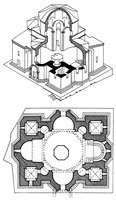 Большой храм Джвари. Аксонометрия и план