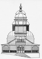 Ильинская ц. в Гомеле. 1793 г. Зап. фасад. Чертеж