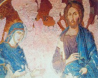 Христос и Богоматерь. Мозаика мон-ря Хора (Кахрие-джами) в Константинополе. 1316 - 1321 гг. Фрагмент Деисуса