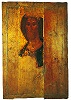 Спаситель. Прп. Андрей Рублев. Икона из «Звенигородского чина». Ок. 1400 г. (ГТГ)