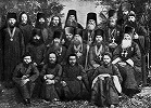 Сотрудники Алтайской миссии. Фотография. 1880 г. 1. Еп. Владимир (Петров), 2. Прот. Стефан (Ландышев), 3. Игум. Макарий (Парвицкий), 4. Прот. Василий Вербицкий, 5. Иером. Иннокентий (Солодчин), впосл. епископ), 6. Иером. Антоний, 7. Иером. Дометиан, 8) св