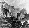 Крепостная стена в юж. части Антиохии. Гравюра. 1799 г. Фрагмент. (Музей искусств Гарвардского ун-та)