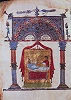 Эдесский царь Авгарь отправляет письмо Христу. Миниатюра из Алавердского Евангелия. 1054 г. (Л. 316 об.)