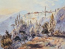 «Лавра св. Афанасия на Афоне». Худож. К. К. Герц. Акварель. 50-е гг. XIX в. (ГИМ)