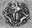 \"Вознесение\" Александра Македонского. Фрагмент блюда. Нач. XIII в. (ГЭ)