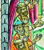 Вел. князья Димитрий, Василий, Иоанн. Фрагмент миниатюры из синодика Новоиерусалимского Воскресенского мон-ря. 1676-1682 гг. (ГИМ. Воскр. № 66. Л. 58)