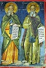 Преподобные Савва и Дионисий. Роспись кафоликона мон-ря прп. Дионисия. 1547 г.