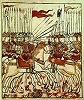 Куликовская битва. Миниатюра из \"Сказания о Мамаевом побоище\". XVII в. (ГИМ. Барс. № 1798)