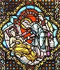 Св. Елизавета Тюрингская посещает больную. Витраж ц. св. Елизаветы в Марбурге-ан-дер-Лан. Ок. 1238 г.
