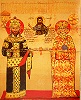 Имп. Алексей III Великий Комнин и императрица Феодора.Изображение на хрисовуле. Сент. 1374 г. (мон-рь Дионисиат)